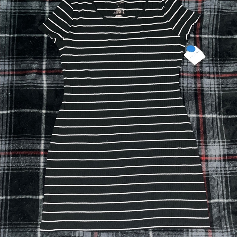 Arizona Jean Company Black and White Striped Mini Dress